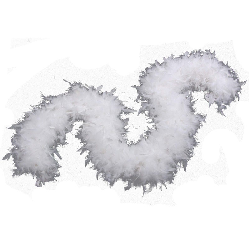 Flydreamfeathers 100 Gram 2 Yard Long Chandelle Feather Boa over 10 Colors, Great for Party, Wedding, Costume (White) - Image 1